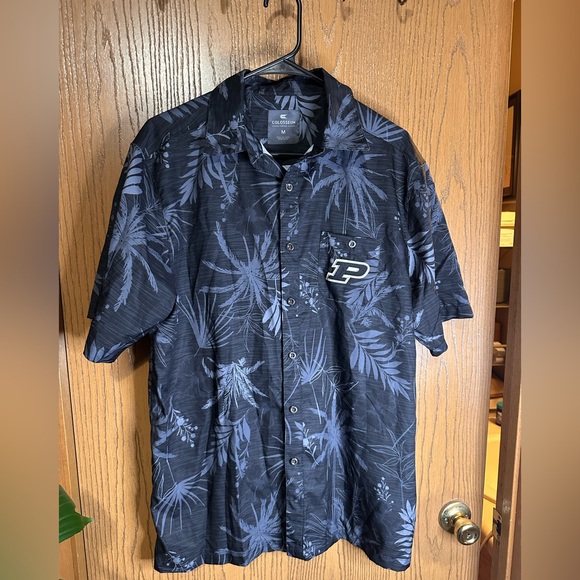 Purdue Boilermakers Colosseum Hawaiian Shirt Mens Medium Button Up Performance - Picture 9 of 9